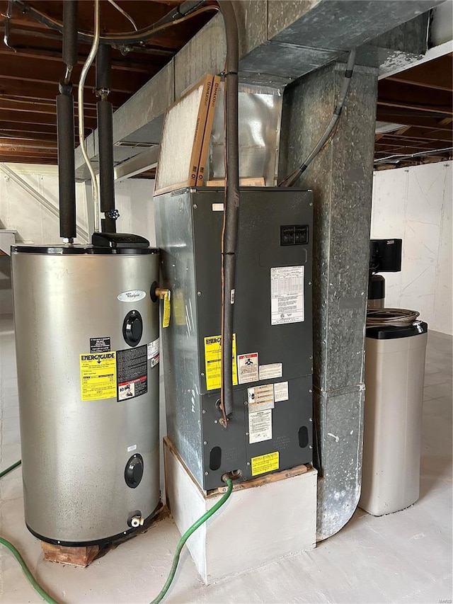 utility room with electric water heater