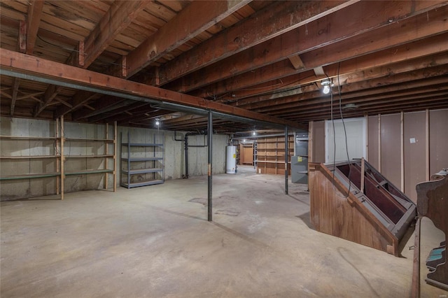 basement with water heater