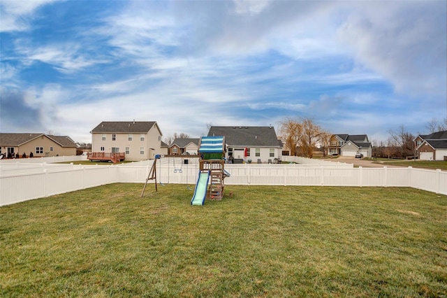 view of yard featuring a playground