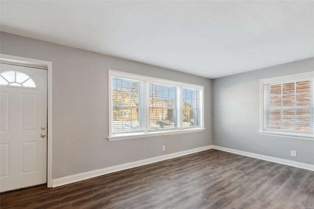 entryway with dark hardwood / wood-style flooring