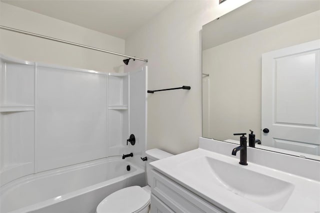 full bathroom featuring vanity, toilet, and shower / bathtub combination