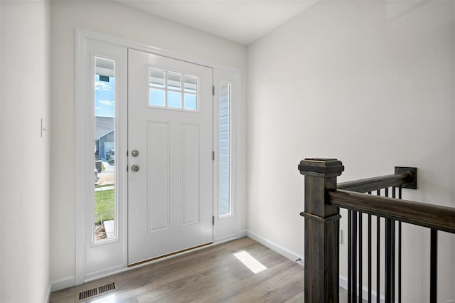 foyer entrance featuring hardwood / wood-style floors and plenty of natural light