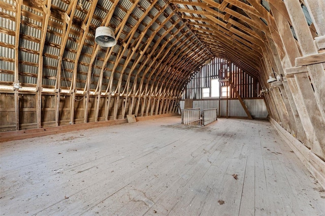 view of unfinished attic