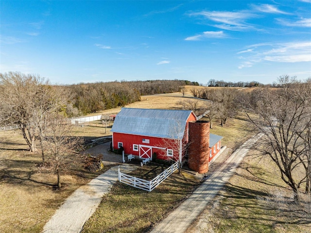 aerial view featuring a rural view