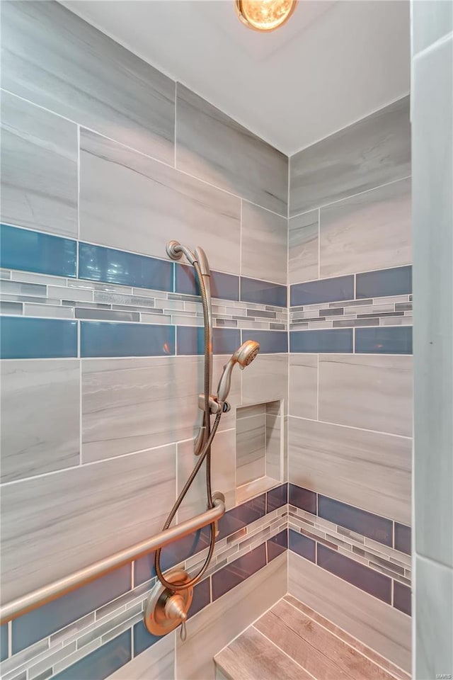 interior details with tiled shower