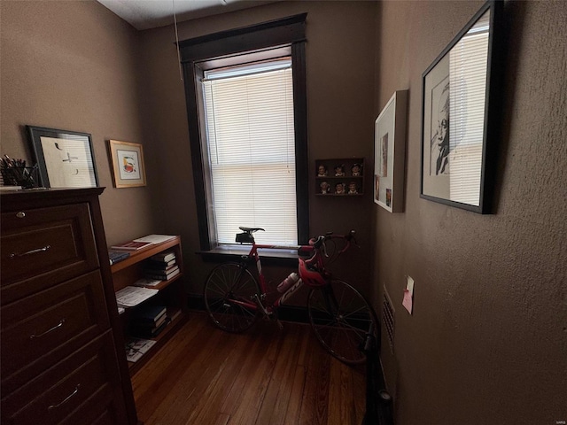 office space featuring hardwood / wood-style floors