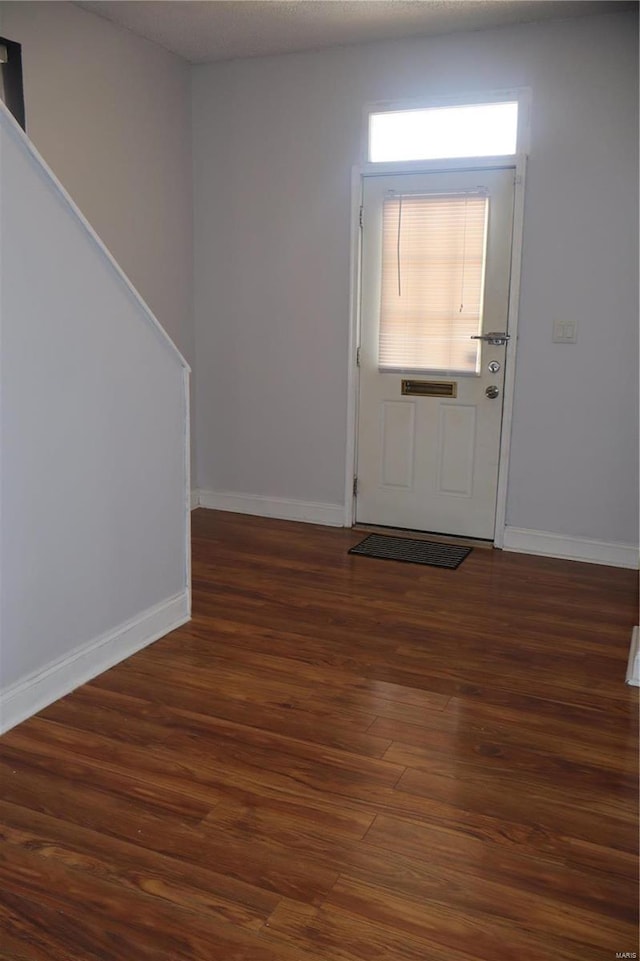 entrance foyer featuring dark wood-type flooring