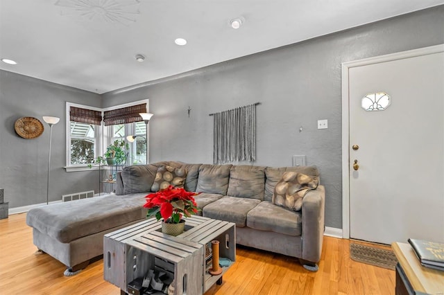 living room with hardwood / wood-style flooring