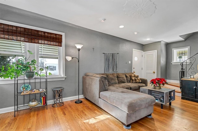 living room featuring light wood-type flooring