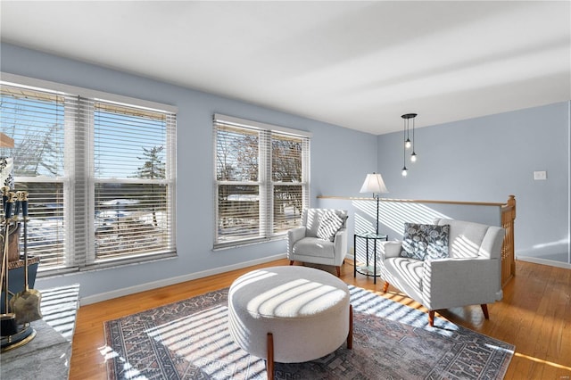 living area featuring hardwood / wood-style flooring