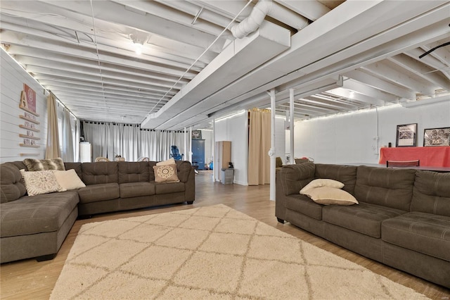 living room with light hardwood / wood-style floors