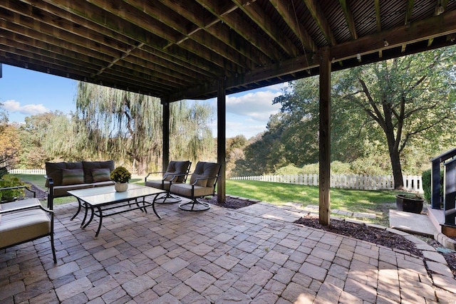 view of patio featuring an outdoor hangout area