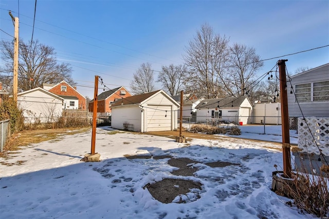 view of yard covered in snow