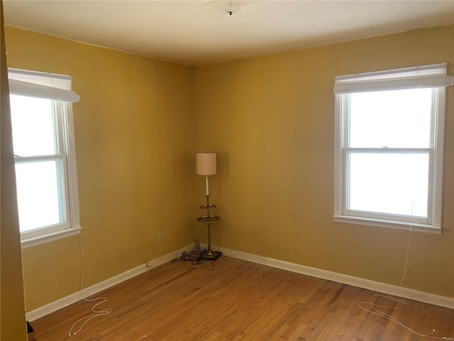 unfurnished room featuring light hardwood / wood-style flooring and plenty of natural light