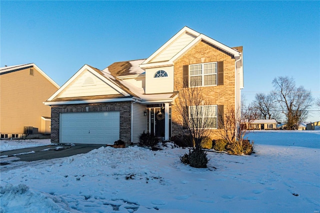 view of front property with a garage