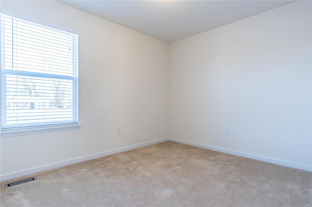 spare room with a healthy amount of sunlight and light carpet