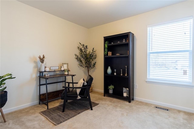 view of carpeted office space