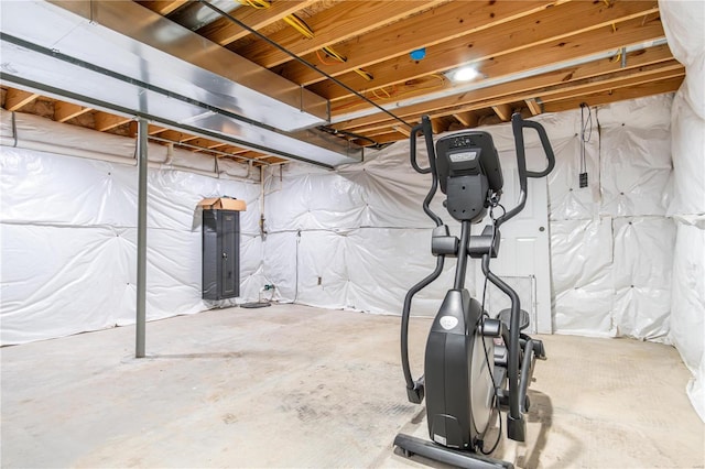 workout area featuring electric panel