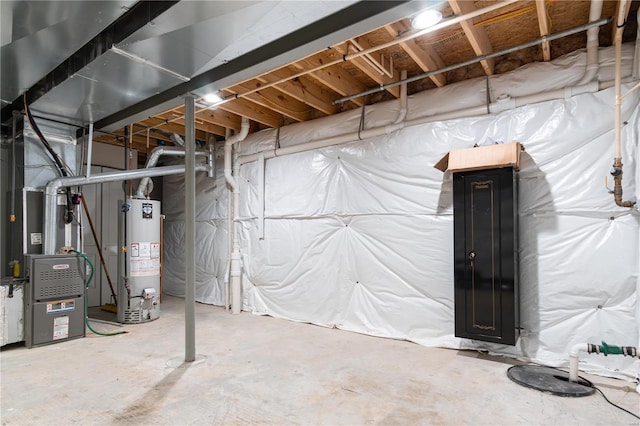 basement with gas water heater