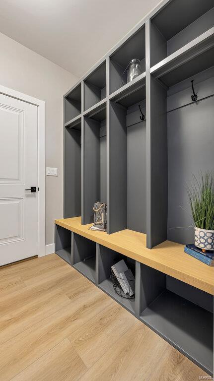 mudroom featuring wood-type flooring