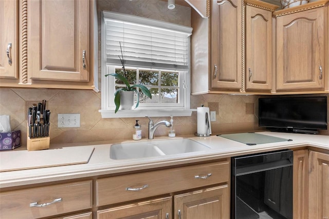 kitchen with tasteful backsplash and sink