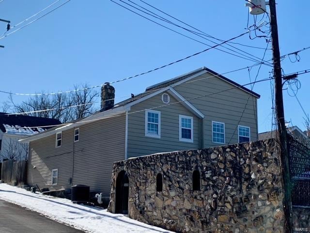 view of snow covered exterior