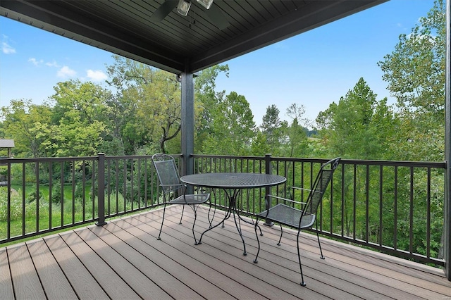 wooden terrace with ceiling fan