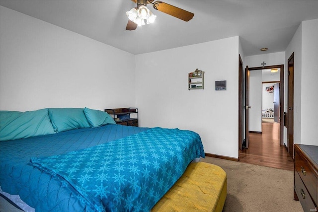 bedroom with carpet and ceiling fan