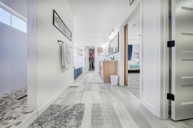 hall featuring light wood-type flooring