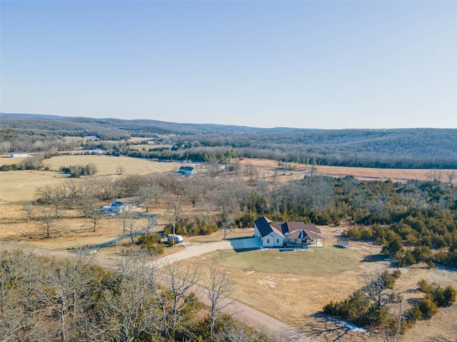 aerial view featuring a rural view