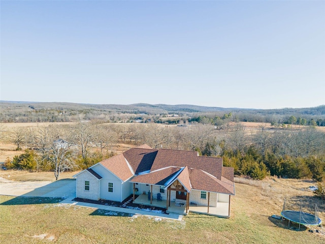 drone / aerial view with a rural view