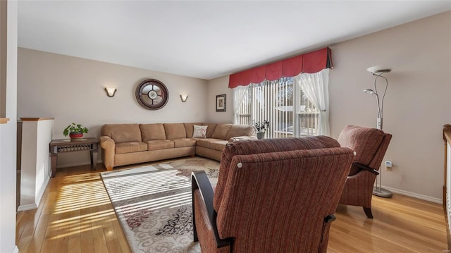 living room featuring light wood-type flooring