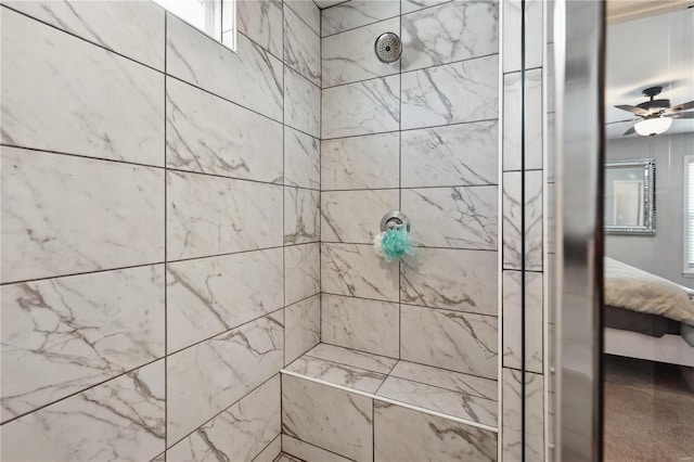 bathroom featuring tiled shower and ensuite bath