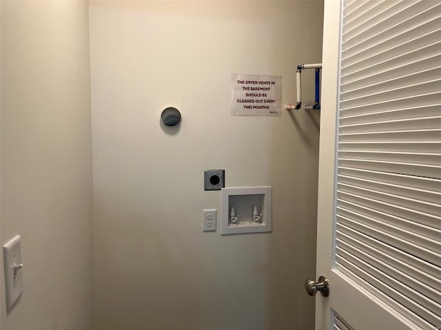 washroom with electric dryer hookup and hookup for a washing machine