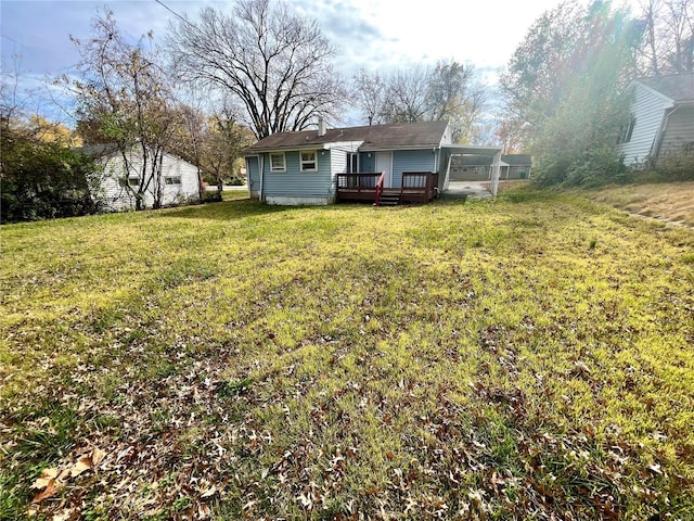 view of yard with a deck