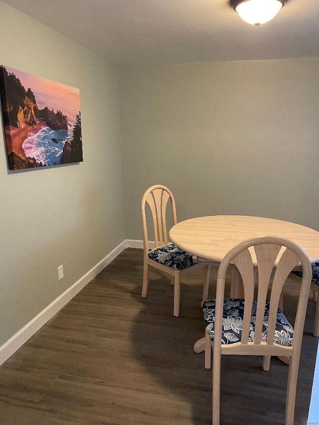 dining space featuring dark wood-type flooring