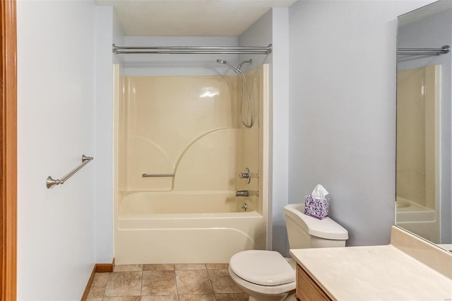 full bathroom with vanity, shower / bathing tub combination, and toilet