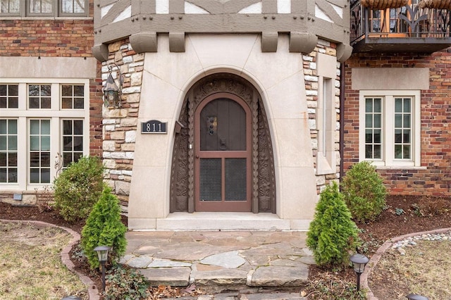 doorway to property featuring french doors