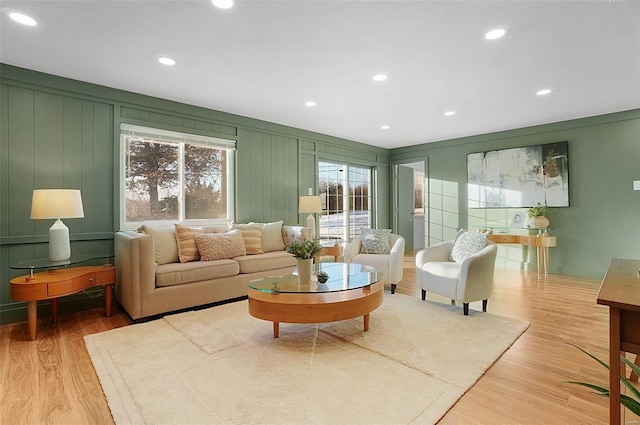 living room featuring light wood-type flooring