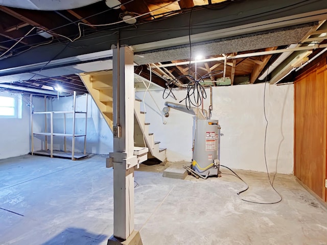 basement with gas water heater