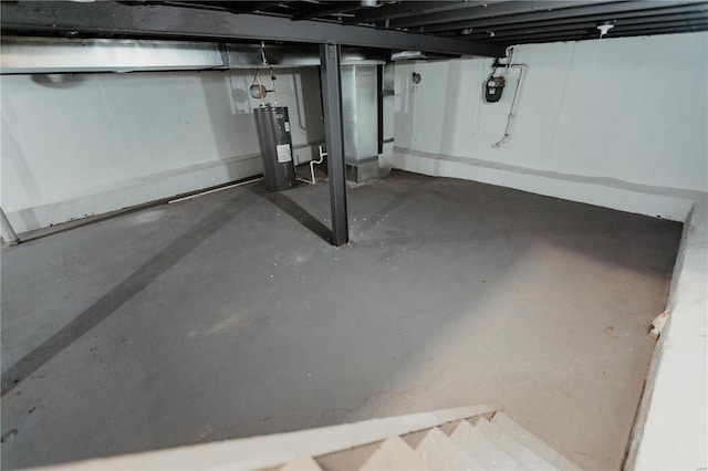 basement with electric water heater