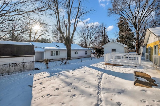 view of yard covered in snow