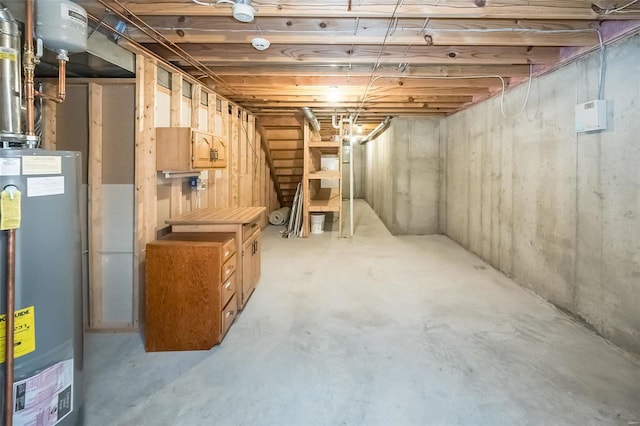 basement with water heater