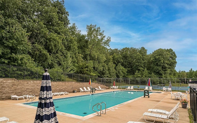 view of pool featuring a patio