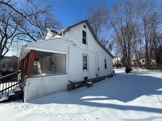 view of snow covered exterior