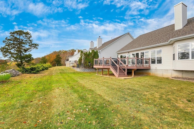 view of yard featuring a deck