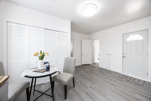 home office featuring hardwood / wood-style flooring