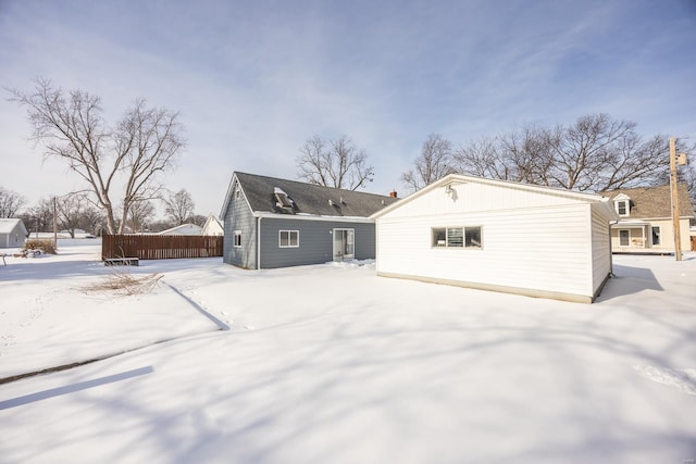 view of snow covered property