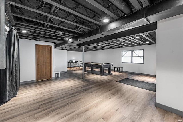 playroom with pool table and wood-type flooring