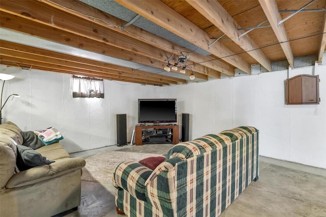 living room featuring concrete floors